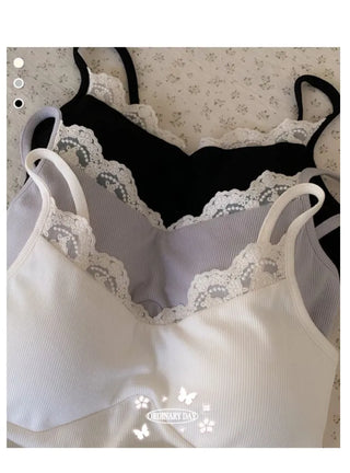 The Mute wave lace layered sleeveless bustier with built-in cap and string nasi