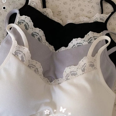The Mute wave lace layered sleeveless bustier with built-in cap and string nasi