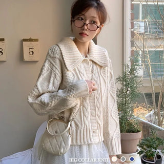 Lynel Vintage Cara Neck Button Twisted Loose Fit Knit Cardigan