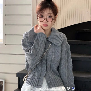 Lynel Vintage Cara Neck Button Twisted Loose Fit Knit Cardigan