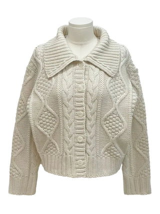 Lynel Vintage Cara Neck Button Twisted Loose Fit Knit Cardigan