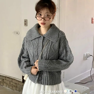 Lynel Vintage Cara Neck Button Twisted Loose Fit Knit Cardigan