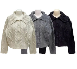 Lynel Vintage Cara Neck Button Twisted Loose Fit Knit Cardigan