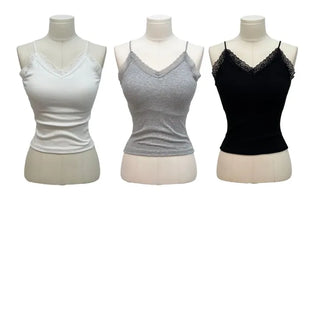 Madee lace layered slim fit sleeveless ribbed cap sleeveless