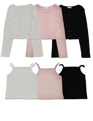 Roselyn Flower Punching Lace Sleeveless Nashi Cardigan Set