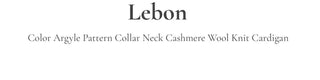Lebon Two-tone Argyle Pattern Slim Fit Ribbed Collar Neck Cashmere Wool Knit Button Cardigan