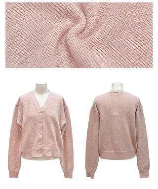 Jayin Alpaca Loose Fit V-Neck Button Wool Knit Cardigan