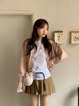 Jayin Alpaca Loose Fit V-Neck Button Wool Knit Cardigan