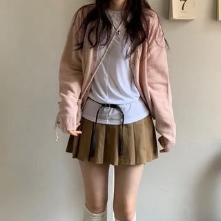 Jayin Alpaca Loose Fit V-Neck Button Wool Knit Cardigan