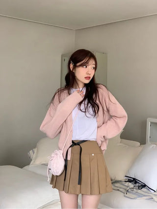 Jayin Alpaca Loose Fit V-Neck Button Wool Knit Cardigan