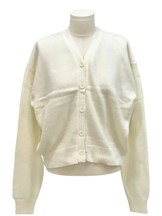 Jayin Alpaca Loose Fit V-Neck Button Wool Knit Cardigan