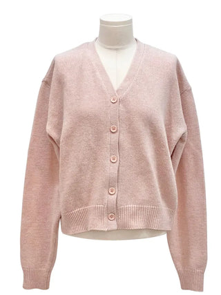 Jayin Alpaca Loose Fit V-Neck Button Wool Knit Cardigan
