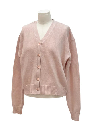 Jayin Alpaca Loose Fit V-Neck Button Wool Knit Cardigan