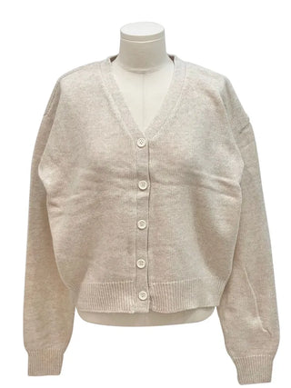 Jayin Alpaca Loose Fit V-Neck Button Wool Knit Cardigan