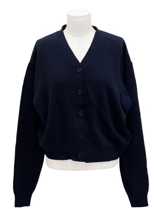 Jayin Alpaca Loose Fit V-Neck Button Wool Knit Cardigan