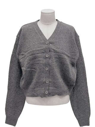 Jayin Alpaca Loose Fit V-Neck Button Wool Knit Cardigan