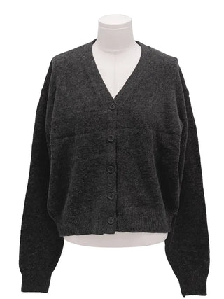 Jayin Alpaca Loose Fit V-Neck Button Wool Knit Cardigan