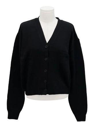 Jayin Alpaca Loose Fit V-Neck Button Wool Knit Cardigan