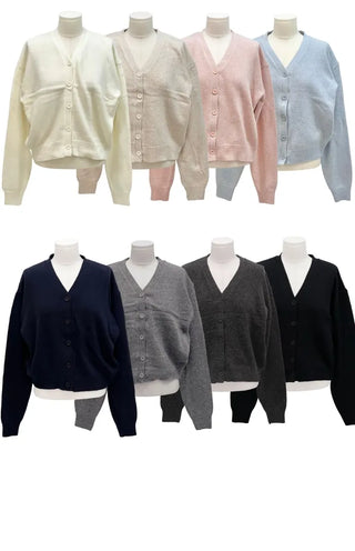 Jayin Alpaca Loose Fit V-Neck Button Wool Knit Cardigan