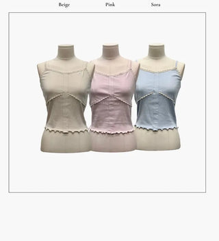 Ion embroidery lace frill layered inner sleeveless sleeveless nasi