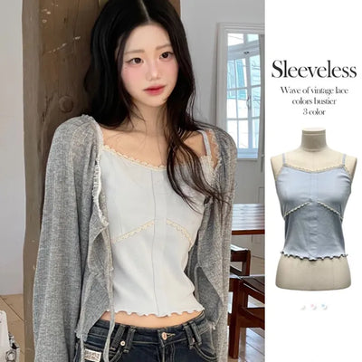 Ion embroidery lace frill layered inner sleeveless sleeveless nasi