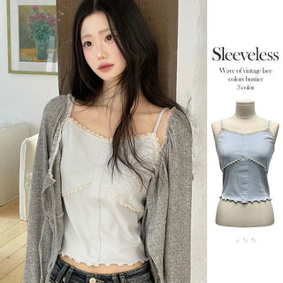 Ion embroidery lace frill layered inner sleeveless sleeveless nasi