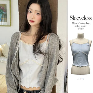Ion embroidery lace frill layered inner sleeveless sleeveless nasi