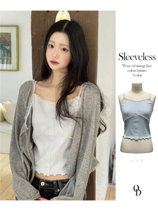 Ion embroidery lace frill layered inner sleeveless sleeveless nasi