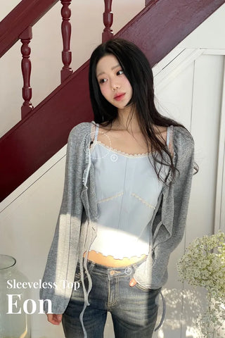 Ion embroidery lace frill layered inner sleeveless sleeveless nasi