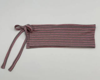 set of adjustable length striped knit t-shirt and layered ribbon wrap skirt