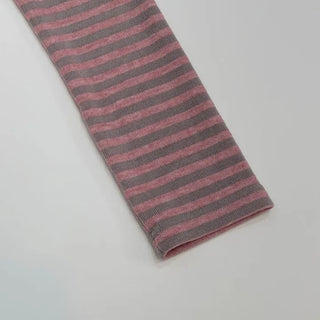 set of adjustable length striped knit t-shirt and layered ribbon wrap skirt