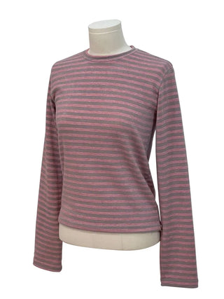 set of adjustable length striped knit t-shirt and layered ribbon wrap skirt