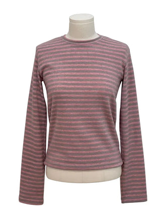 set of adjustable length striped knit t-shirt and layered ribbon wrap skirt