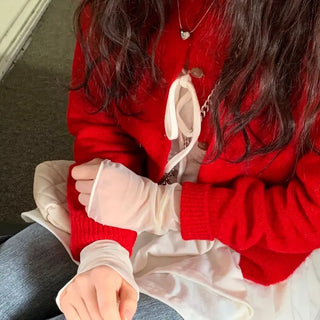Pray Lace See-through Layered Mock Neck Long Sleeve T-Shirt