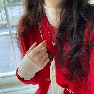 Pray Lace See-through Layered Mock Neck Long Sleeve T-Shirt