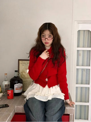 Pray Lace See-through Layered Mock Neck Long Sleeve T-Shirt