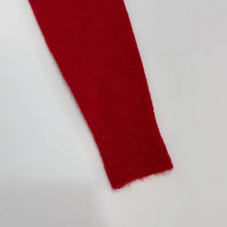 Anna wave-neck loose fit vintage wool knit loose cardigan