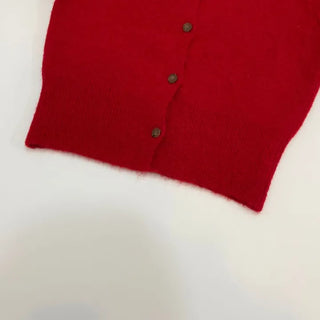 Anna wave-neck loose fit vintage wool knit loose cardigan