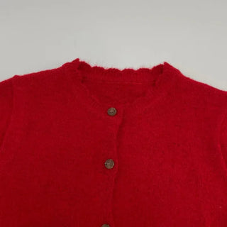 Anna wave-neck loose fit vintage wool knit loose cardigan