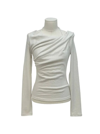 Leonie Halter Drape Fleece Knit Long Sleeve T-Shirt