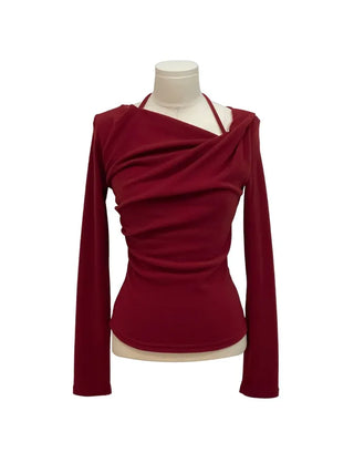 Leonie Halter Drape Fleece Knit Long Sleeve T-Shirt