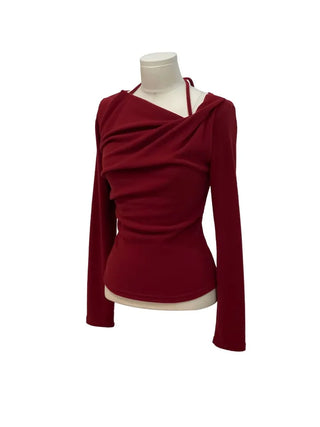 Leonie Halter Drape Fleece Knit Long Sleeve T-Shirt