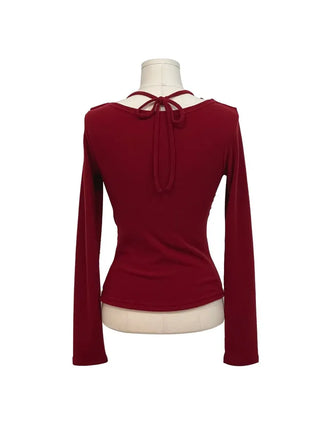 Leonie Halter Drape Fleece Knit Long Sleeve T-Shirt