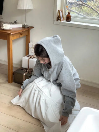 Office Check Color Block Hoodie Half-zip Long Sleeve Fleece