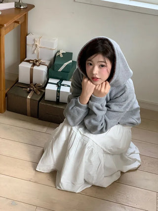 Office Check Color Block Hoodie Half-zip Long Sleeve Fleece