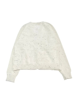 Cookie Ribbon Fisher Pearl Button Knit Long Sleeve Cardigan One Color