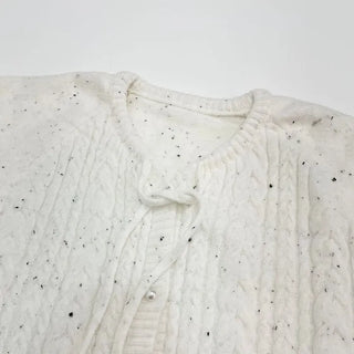Cookie Ribbon Fisher Pearl Button Knit Long Sleeve Cardigan One Color