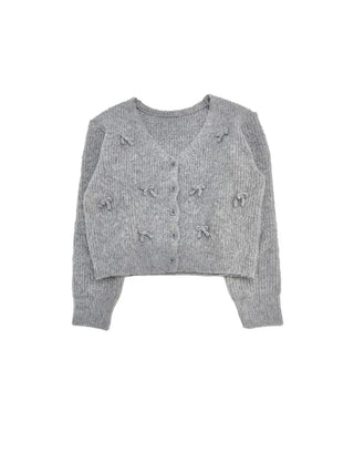 Bob Ribbon A-Line Loose Fit Button Brush Knit Cardigan