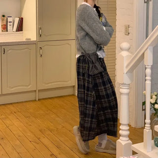 Bob Ribbon A-Line Loose Fit Button Brush Knit Cardigan