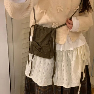 Bob Ribbon A-Line Loose Fit Button Brush Knit Cardigan